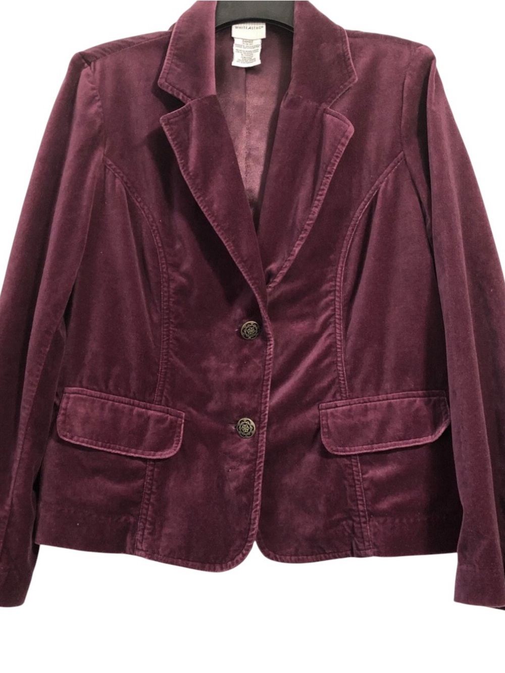 White Stag Women Velvet Blazer 2 Button Purple Pocket Size M (8-10).